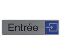 Exacompta Plaque signalétique adhésive Entrée - Rectangle Gris / Bleu