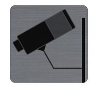 EXACOMPTA Plaque adhésive imitation aluminium Surveillance caméra 7,5x7,5 cm - Gris