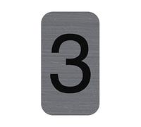 Exacompta Plaque adhésive CHIFFRE 3 – Signalisation imprimée, aspect aluminium brossé 2,5x4,4 cm