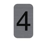 Exacompta - Réf. 67184E - 1 plaque adhésive CHIFFRE 4 - Plaque murale imprimée de signalisation - Sur tous supports - Aspect aluminium brossé - Dimensions : 2,5 x 4,4 cm