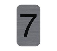 Exacompta - Réf. 67187E - 1 plaque adhésive CHIFFRE 7 - Plaque murale imprimée de signalisation - Sur tous supports - Aspect aluminium brossé - Dimensions : 2,5 x 4,4 cm