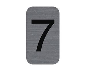 Exacompta - Réf. 67187E - 1 plaque adhésive CHIFFRE 7 - Plaque murale imprimée de signalisation - Sur tous supports - Aspect aluminium brossé - Dimensions : 2,5 x 4,4 cm