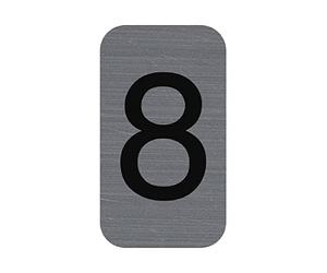 Exacompta - Réf. 67188E - 1 plaque adhésive CHIFFRE 8 - Plaque murale imprimée de signalisation - Sur tous supports - Aspect aluminium brossé - Dimensions : 2,5 x 4,4 cm