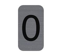 Exacompta - Réf. 67190E - 1 plaque adhésive CHIFFRE 0 - Plaque murale imprimée de signalisation - Sur tous supports - Aspect aluminium brossé - Dimensions : 2,5 x 4,4 cm