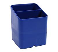 Exacompta - Ref. 67703D - 1 pot à crayons Iderama Pen Cube - 74 x 74 x 93 mm - 2 compartiments pour organisation, rainures sous les câbles d'alimentation - Bleu roi