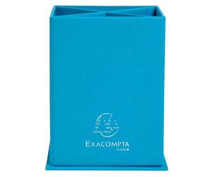 Exacompta - Réf.67857D - 1 pot à crayons carré TEKSTO de 4 compartiments permettant de ranger ses ustensiles par typologie/usage - en carton - dim 85x85x110 mm - couleur turquoise