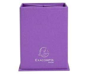 Exacompta - Réf.67858D - 1 pot à crayons carré TEKSTO de 4 compartiments permettant de ranger ses ustensiles par typologie/usage - en carton - dim 85x85x110 mm - couleur violet