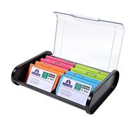 Exacompta - Réf. 68198D - Fichier pour cartes de visite - livré avec 8 intercalaires alphabétiques avec cavaliers - peut contenir 400 cartes de visite - dim 18x24 5x6 cm - couleur noir/arlequin