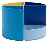 Exacompta - Réf. 68202D - Carton de 3 pots à crayons modulables THE QUARTER Bee Blue - quartiers de couleurs bleu marine, safran, bleu clair, turquoise - à combiner ensemble - 12 x 12 x 8,3 cm