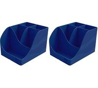 Exacompta - Réf. 69504D - 1 Pot à crayons Pen-Wave Bee Blue Bleu marine - 5 compartiments - 4 compartiments hauts pour les grands ustensibles et 1 compartiment bas pour les petits ustensiles