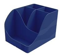 Exacompta - Réf. 69504D - Carton de 4 pots à crayons Pen-Wave Bee Blue Bleu marine - 5 compartiments - 4 compartiments hauts pour les grands ustensiles - 1 compartiment bas pour les petits ustensiles