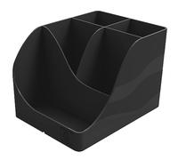 Exacompta - Réf. 69514D - 1 Pot à crayons Pen Wave NeoDeco noir - avec 5 compartiments - 4 compartiments hauts pour les grands ustensiles et 1 compartiment bas pour les petits ustensiles