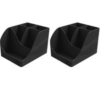 Exacompta - Réf. 69514D - 1 Pot à crayons Pen Wave NeoDeco noir - avec 5 compartiments - 4 compartiments hauts pour les grands ustensiles et 1 compartiment bas pour les petits ustensiles (Lot de 2)