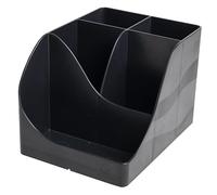 Exacompta - Réf. 69514D - Carton de 4 pots à crayons Pen Wave Neo Deco noir - 5 compartiments - 4 compartiments hauts pour les grands ustensiles - 1 compartiment bas pour les petits ustensiles