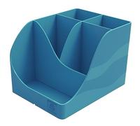 EXACOMPTA - Réf. 69528D - Carton de 4 pots à crayons Pen Wave Neo Deco bleu canard - 5 compartiments - 4 compartiments hauts pour les grands ustensiles - 1 compartiment bas pour les petits ustensiles