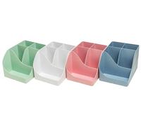 Exacompta - Réf. 695303D - Lot de 4 pots à crayons Pen Wave Autentik - 5 compartiments - 4 compartiments hauts pour et 1 compartiment bas pour les petits ustensiles - couleurs assorties