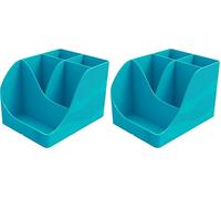 Exacompta - Réf. 69534D - 1 Pot à crayons Pen Wave Skandi Bleu Pacifique - 5 compartiments - 4 compartiments hauts pour les grands ustensibles et 1 compartiment bas pour les petits ustensiles