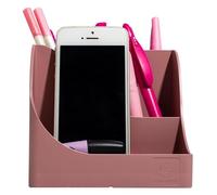 EXACOMPTA - Réf. 69538D - Carton de 4 pots à crayons Pen Wave Skandi Rose - 5 compartiments - 4 compartiments hauts pour les grands ustensiles - 1 compartiment bas pour les petits ustensiles