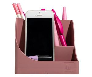 EXACOMPTA - Réf. 69538D - Carton de 4 pots à crayons Pen Wave Skandi Rose - 5 compartiments - 4 compartiments hauts pour les grands ustensiles - 1 compartiment bas pour les petits ustensiles