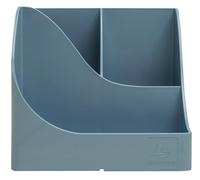 Exacompta - Réf. 69570D - Lot de 4 pots à crayons Pen Wave Autentik bleu gris - avec 5 compartiments - 4 compartiments hauts pour les grands ustensiles - 1 compartiment bas pour les petits ustensiles