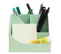 Exacompta - Réf. 69580D - Lot de 4 pots à crayons Pen Wave Autentik vert sauge - avec 5 compartiments - 4 compartiments hauts pour les grands ustensiles-1 compartiment bas pour les petits ustensiles