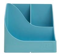 Exacompta - Réf. 69591D - Lot de 4 pots à crayons Pen Wave Pop N'Co Cyan - avec 5 compartiments - 4 compartiments hauts pour les grands ustensiles et 1 compartiment bas pour les petits ustensiles