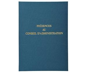 Exacompta - Réf. 71E - 1 registre juridique PRÉSENCES AU CONSEIL D'ADMINISTRATION - Dimensions 29,7 x 21 cm - Format A4 - 100 pages numérotées - Couverture rigide recouverte d'une toile bleue