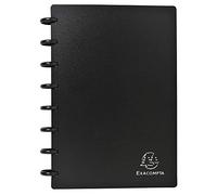 Exacompta - Réf. 75151E - Porte-cartes de visite noir amovible à anneaux - en PP rigide - capacité 120 cartes - pochettes détachables pour insérer 6 cartes - format A5 - avec intercalaires 12 onglets