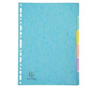 Exacompta - Réf. 7706E - Carton de 25 Intercalaires Aquarel - en carte lustrée 400g/m2 - 6 onglets neutres - format à classer A4 - page d'indexation fournie - certifié FSC - couleurs assorties