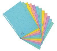 Exacompta - Réf. 7712E - Carton de 15 Intercalaires Aquarel - en carte lustrée 400g/m2 - 12 onglets neutres - format à classer A4 - page d'indexation fournie - certifié FSC - couleurs assorties