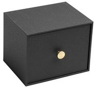 Exacompta - Réf. 78601E - Boîte photos à tiroir Office By Me avec 4 intercalaires - pour classement de fiches A6 ou de photos 11x15cm ou 10x15cm - recouverte de papier effet textile noir