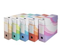 Exacompta - Réf. 79530E - 8 lots de 5 boîtes archive en intérieur kraft - Dos de 80 mm - Dimensions 25 x 35 cm - A4 - Couleurs assorties, beige, bleu, rose, rouge et vert - Livrées à plat