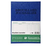 Exacompta - Réf. 79E - 1 Piqûre BROUILLARD JOURNALIER - 40 pages - format vertical 270 x 195 mm - couverture en carte lustrée certifiée FSC - 4 couleurs aléatoires, jaune, bleu, rouge, vert