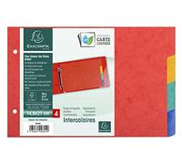 Exacompta - Réf. 804E - Paquet de 10 intercalaires pour fiches bristol en véritable carte lustrée souple 225g/m2 FSC® avec 4 onglets neutres -2 anneaux -Format à classer 148x210mm - couleurs assorties