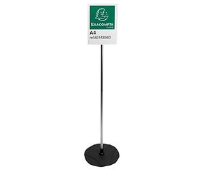 Exacompta - Réf. 8214358D - Carton de 5 présentoirs sur pied A4 portrait - Dimensions : P 27 x l 27 x H 100 cm - Pour supports d'accueil, information - En PMMA - Coloris Noir/alu/cristal