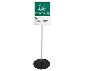 Exacompta - Réf. 8224358D - Carton de 5 présentoirs sur pied A3 portrait - Dimensions : P 33 x l 33 x H 100 cm - Pour supports d'accueil, information - En PMMA - Coloris Noir/alu/cristal