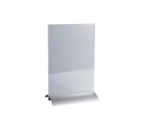 Exacompta - Réf. 84658D - Carton de 5 porte-visuels inclinés sur pied aluminium vertical - Dimensions P 21 x l 30 x H 8,5 cm - Porte-menu, carte des vins, affiches, document A4 - Alu/cristal