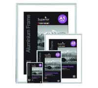 Exacompta - Réf. 84758D - Carton de 12 Cadres Photos A4 - A Poser sur Une Table ou accrocher au Mur - Bords en alu - Utilisation Verticale ou Horizontale - Dimensions 30,5 x 21,8 x 2,6 cm - Argent