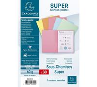 Exacompta - Réf. 850300e - Paquet De 30 Sous-Chemises Super 60 G/M2 Aux Couleurs Pastel - Sous Chemises Certifiées Pefc - Dimensions 22 X 31 Cm Pour Format A4 - 5 Couleurs Assorties