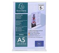 Exacompta - Réf. 85158D - 1 Porte-visuel A5 droit vertical ou horizontal - Dimensions 148 x 210 mm - PMMA (acrylique) pour photos, publicités, menus pour restaurants, hôtels - Couleur Cristal
