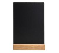 Exacompta - Réf. 85240D - 1 Support à messages en ardoise avec socle chêne massif - Utilisables R/V - Tableau noir pour restaurant, food truck, fête, mariage - Dim.14,8 x 5,2 x 21 cm - A5 - Noir