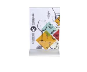 Exacompta - Réf. 85658D - 1 Porte-visuel incliné sur pied aluminium vertical - Dimensions 21 x 30 x 8,5 cm - Porte-menu, carte des vins, affiches, document A5 - en PMMA (acrylique) - Alu/cristal