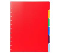 Exacompta - Réf. 86002E - Carton de 10 Intercalaires en polypro rigide multicolores pour protège-documents amovible à anneaux - 6 onglets neutres - pour format A4 maxi - dimensions 24 x 30,5 cm