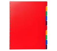 Exacompta - Réf. 86003E - Carton de 10 Intercalaires en polypro rigide multicolores pour protège-documents amovible à anneaux - 10 onglets neutres - pour format A4 maxi - dimensions 24 x 30,5 cm