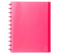 Exacompta - Réf. 86355E - Carton de 4 Protège-documents amovible à anneaux avec 30 pochettes grainées détachables - 60 vues - pour A4 - dim 24,5 x 31 cm - couverture rigide translucide - rouge