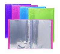 Exacompta - Réf. 86770E - Paquet de 4 Protège-documents Iderama - 30 pochettes cristal lisse - 60 vues - pour A4 - dim 24 x 32 cm - couverture en polypro semi-rigide - 4 couleurs assorties