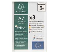 Exacompta - Réf. 87458D - 1 Lot de 3 porte-visuels avec fermeture magnétique A7 - Dimensions 74 x 105 mm - PMMA (acrylique) porte-photos, documents, affiche, hôtels, magasin - Couleur Cristal