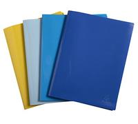 Exacompta - Réf. 88130E - Paquet de 4 protège-documents Bee Blue - 40 pochettes cristal lisse - 80 vues - pour A4 - dim 24 x 32 cm - couverture en PP recyclé semi-rigide - 4 couleurs assorties