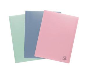 Exacompta - Réf. 88239E - Carton de 18 Protège-documents Autentik - 20 pochettes grainées - 40 vues - pour A4 - dim 24 x 32 cm - couverture en polypro recyclé souple - 3 couleurs assorties