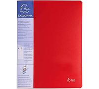Exacompta - Réf. 88405E - 1 Protège-documents avec porte étiquette 3 faces Up Line - 40 pochettes - 80 vues - pour A4 - dimensions 24 x 32 cm - couverture en polypro rigide opaque - couleur rouge